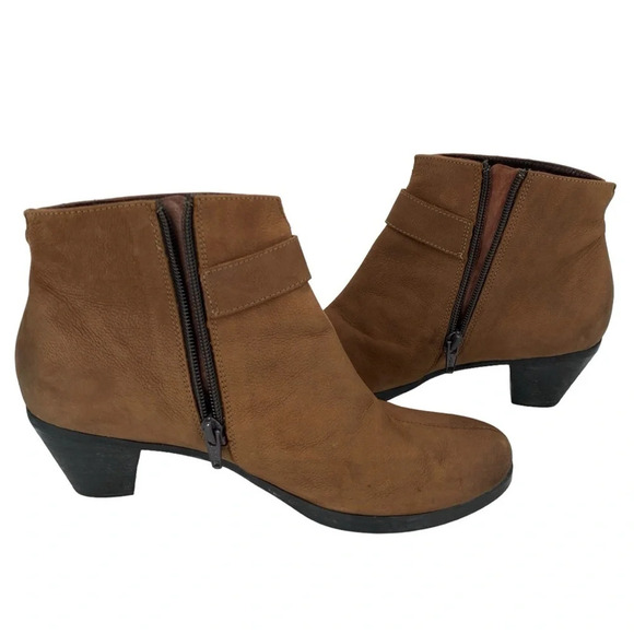 Mephisto Ankle Boots Booties Womens 8.5 Brown Leather Zip Up Fall - Picture 6 of 11